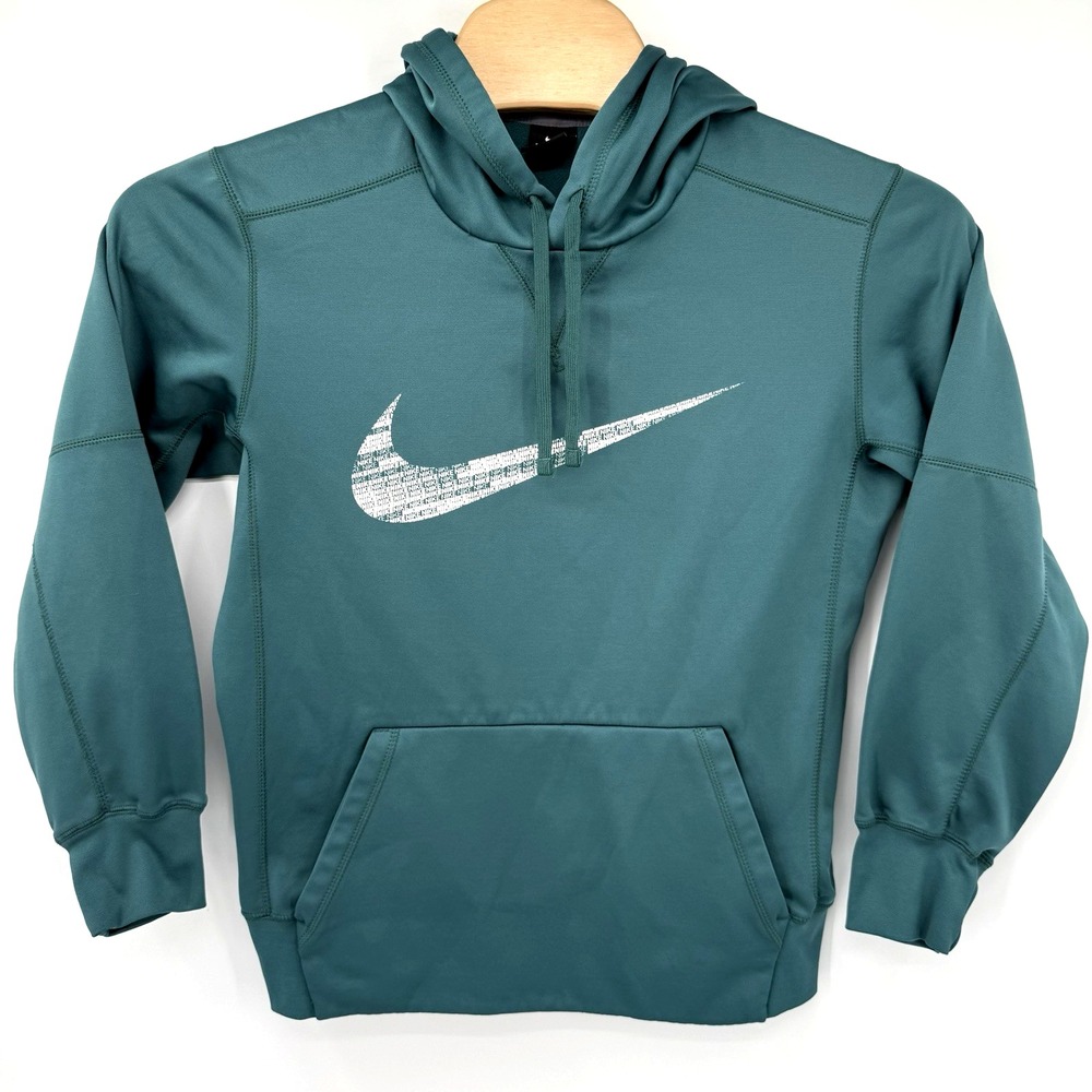 Nike Hoodie Mens Medium Teal Dri-FIT Graphic Swoosh Pullover 818723-339 Active